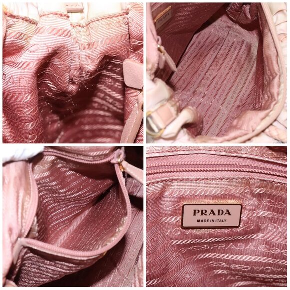 PRADA Hand Bag Nylon Leather 2way Pink Gold Auth EC720 - Picture 15 of 16